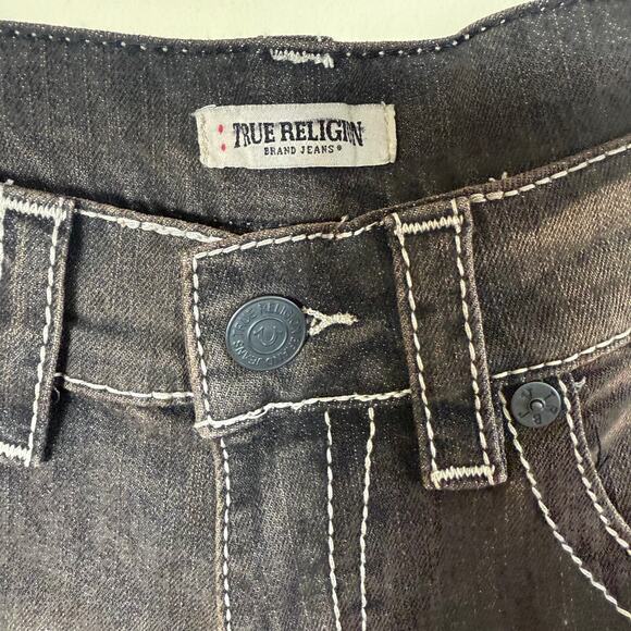 True Religion Jessie Super Baggy Wide Leg Jeans Flap SZ 29 Dark Wash Brown FLAW - Picture 4 of 12